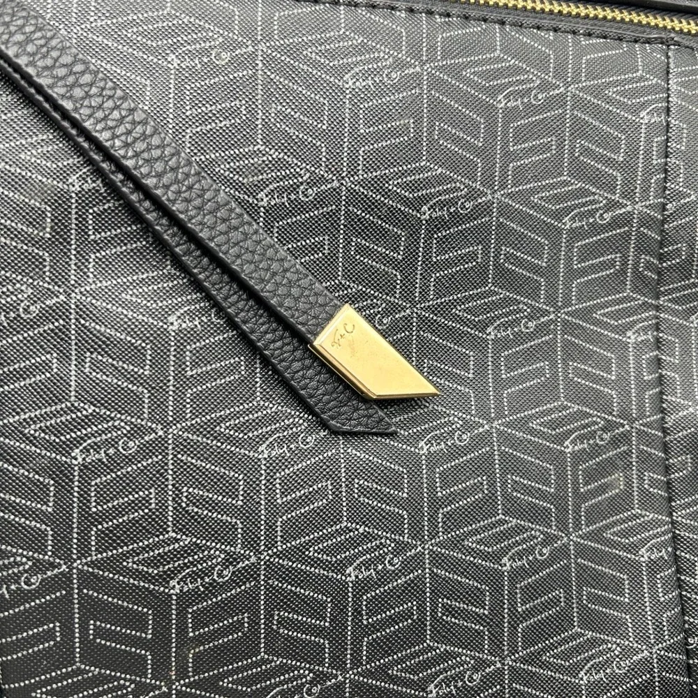 Foley & Corinna Logo Print Vegan Purse‎ Handbag Black Gray Satchel